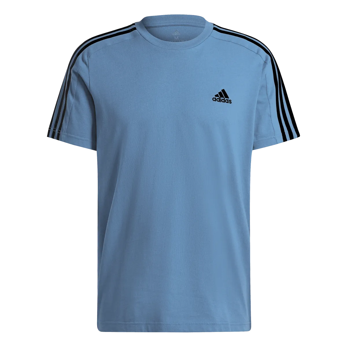 adidas Essentials Single 3 Stripes Tee - Mens - Semi Blue Burst