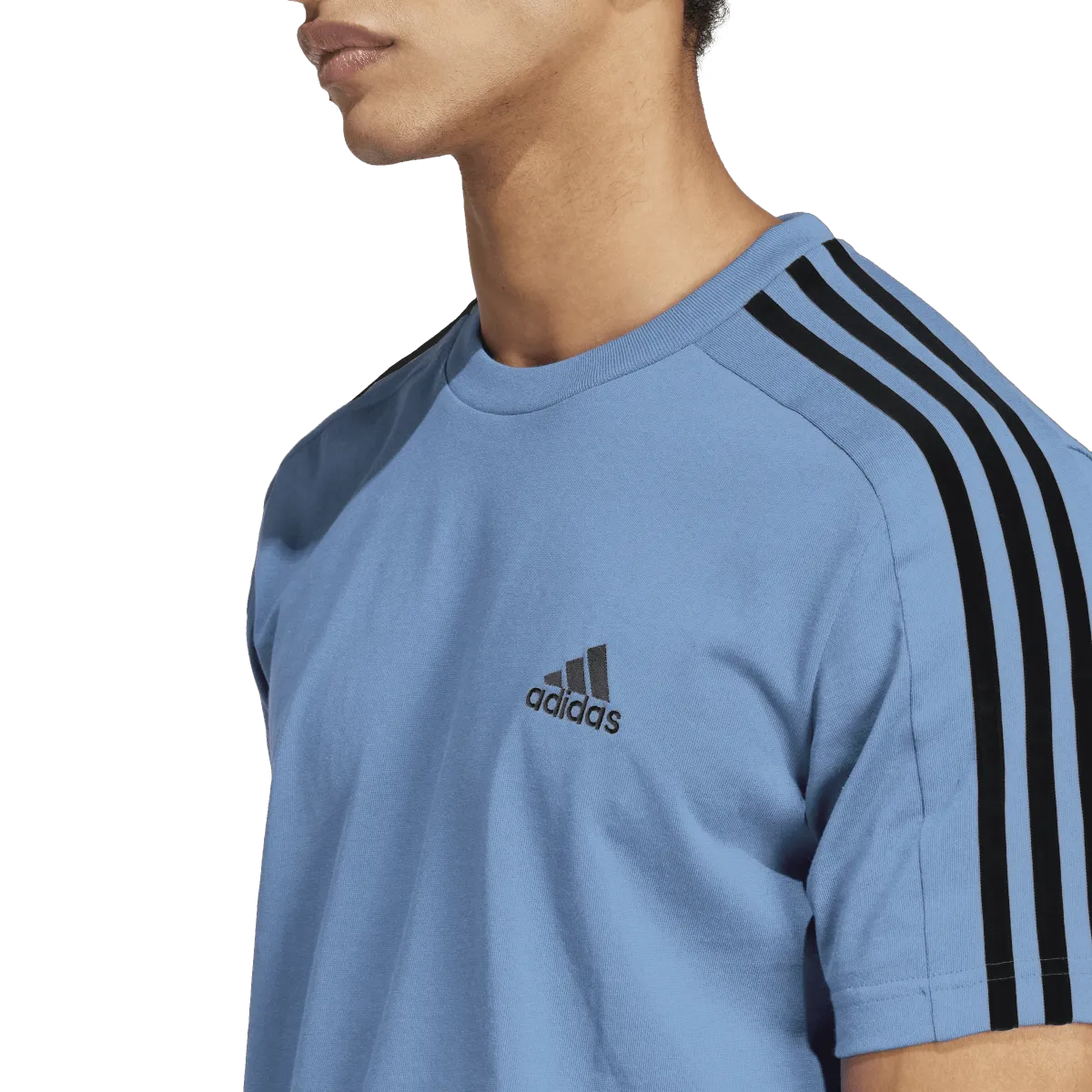 adidas Essentials Single 3 Stripes Tee - Mens - Semi Blue Burst