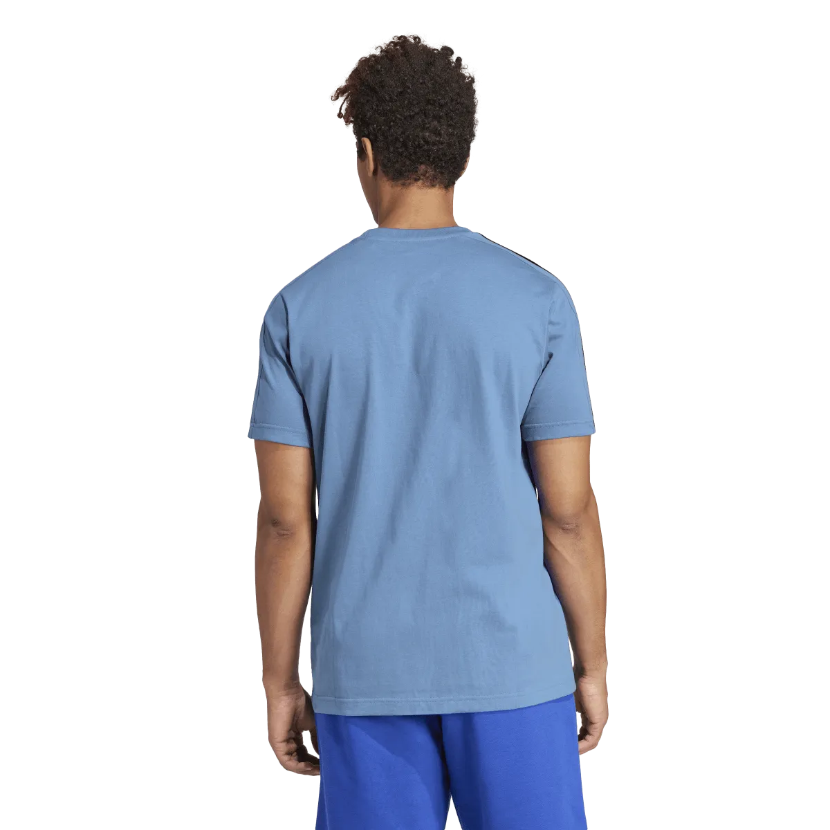 adidas Essentials Single 3 Stripes Tee - Mens - Semi Blue Burst