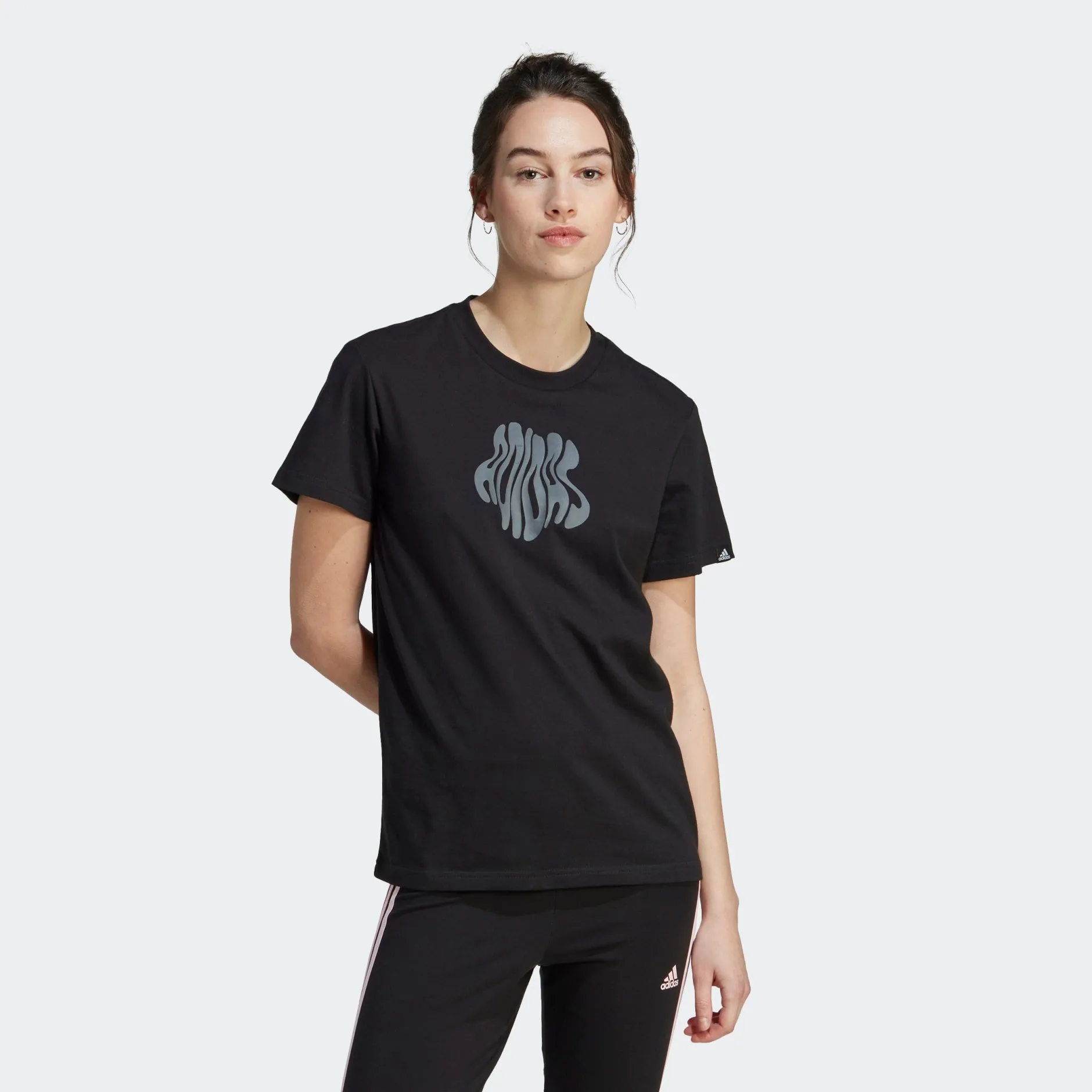 ADIDAS FLORAL GRAPHIC T-SHIRT - BLACK