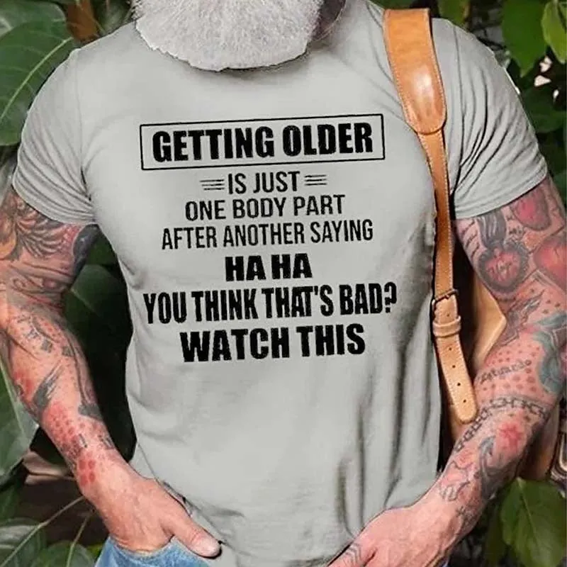 Age Is Just a Number Men's 3D Birthday Shirt | Summer Grey Cotton Tee with Henley Neckline