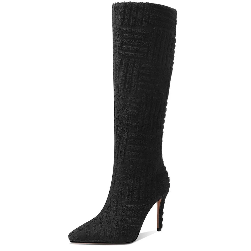 Amozae Fall Boots Big Size 34-43 Brand New Ladies Knee High Boots Party   Thin High Heels Women's Boots Female Trendy Pointed Toe Shoes Woman