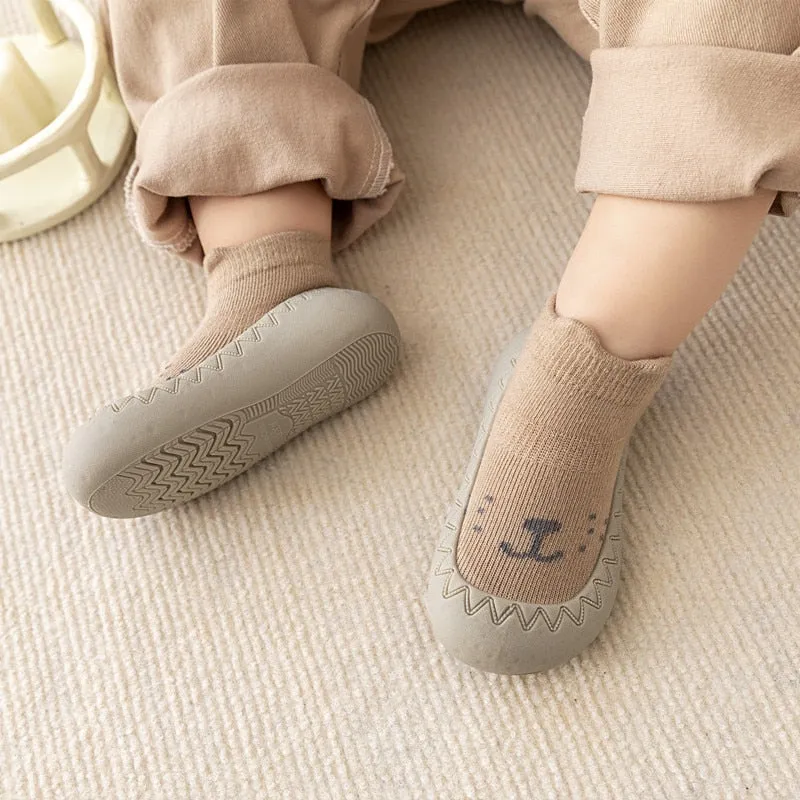 Baby Cartoon Print Soft Rubber Sole Booties