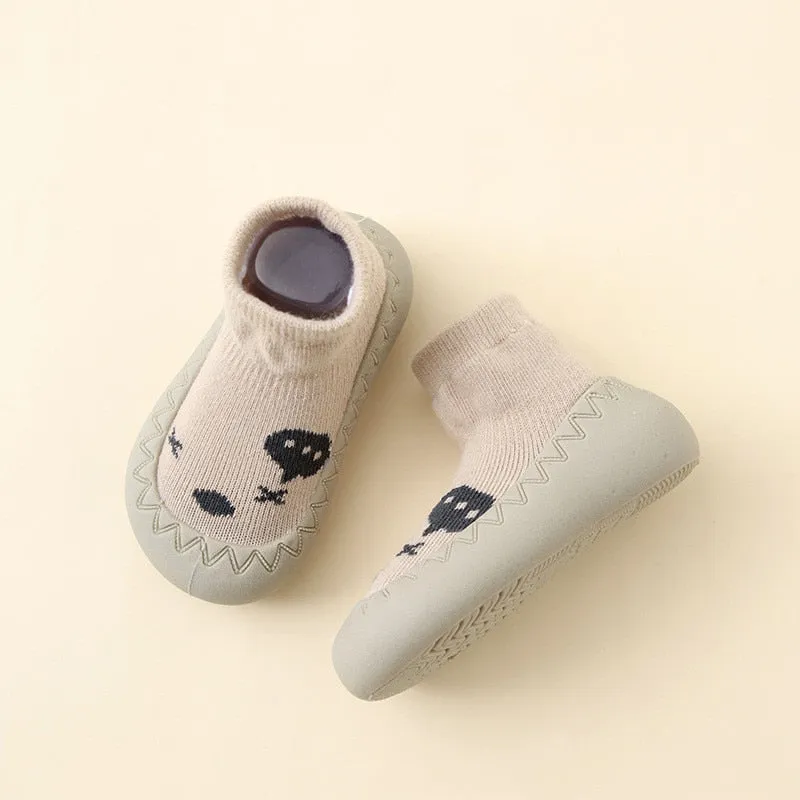 Baby Cartoon Print Soft Rubber Sole Booties