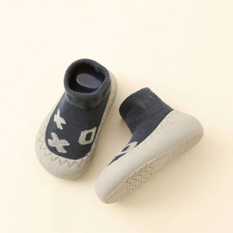 Baby Cartoon Print Soft Rubber Sole Booties