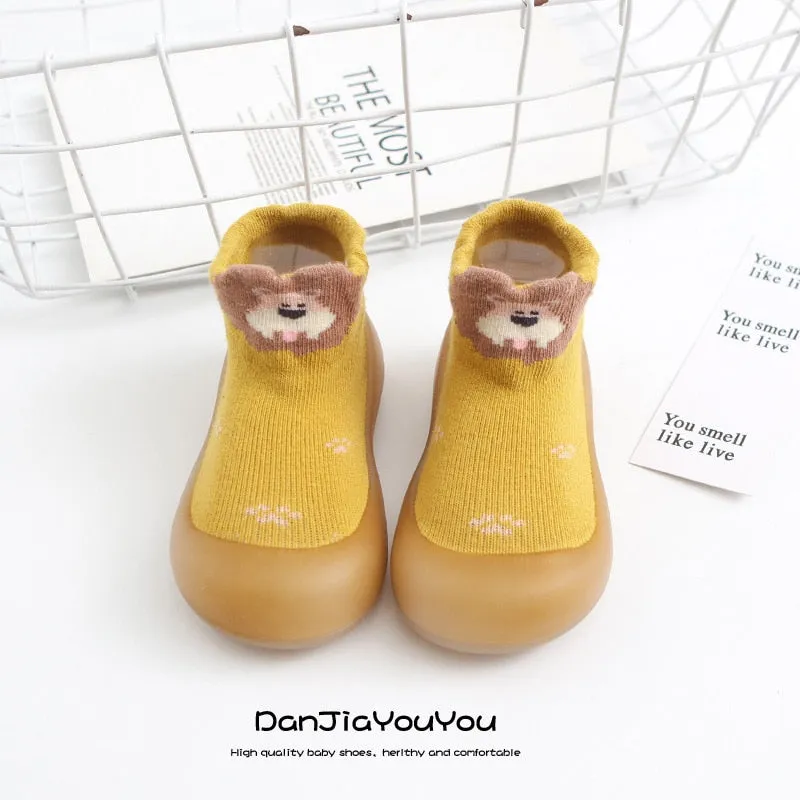 Baby Cartoon Print Soft Rubber Sole Booties