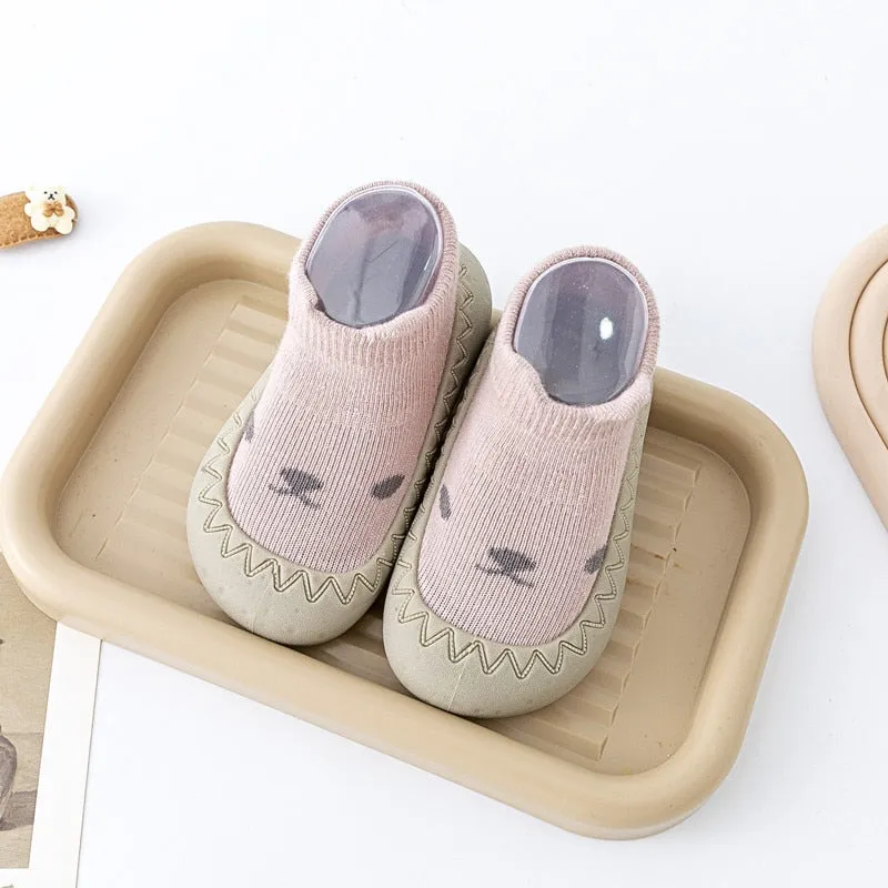 Baby Cartoon Print Soft Rubber Sole Booties
