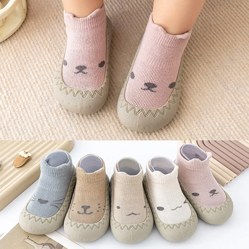 Baby Cartoon Print Soft Rubber Sole Booties