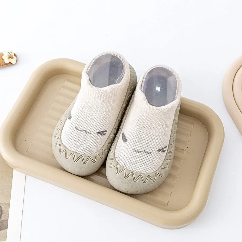 Baby Cartoon Print Soft Rubber Sole Booties