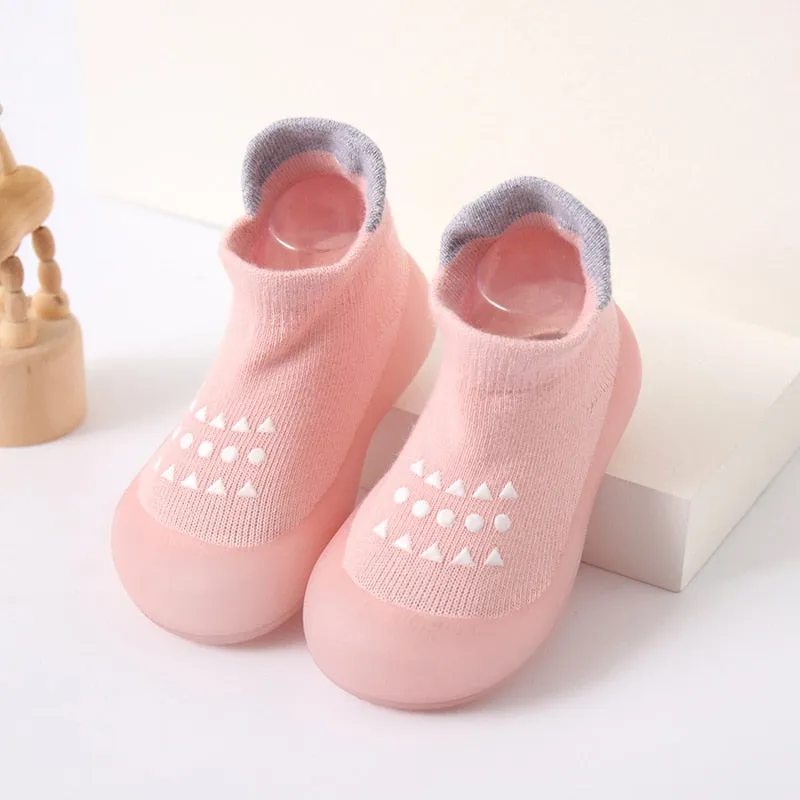 Baby Cartoon Print Soft Rubber Sole Booties