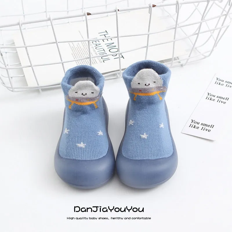 Baby Cartoon Print Soft Rubber Sole Booties