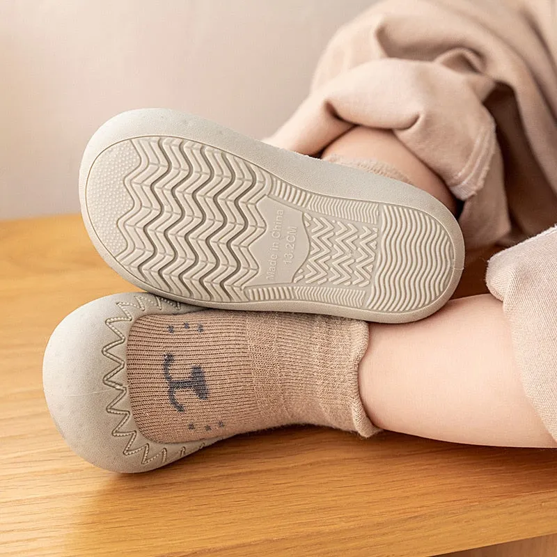 Baby Cartoon Print Soft Rubber Sole Booties