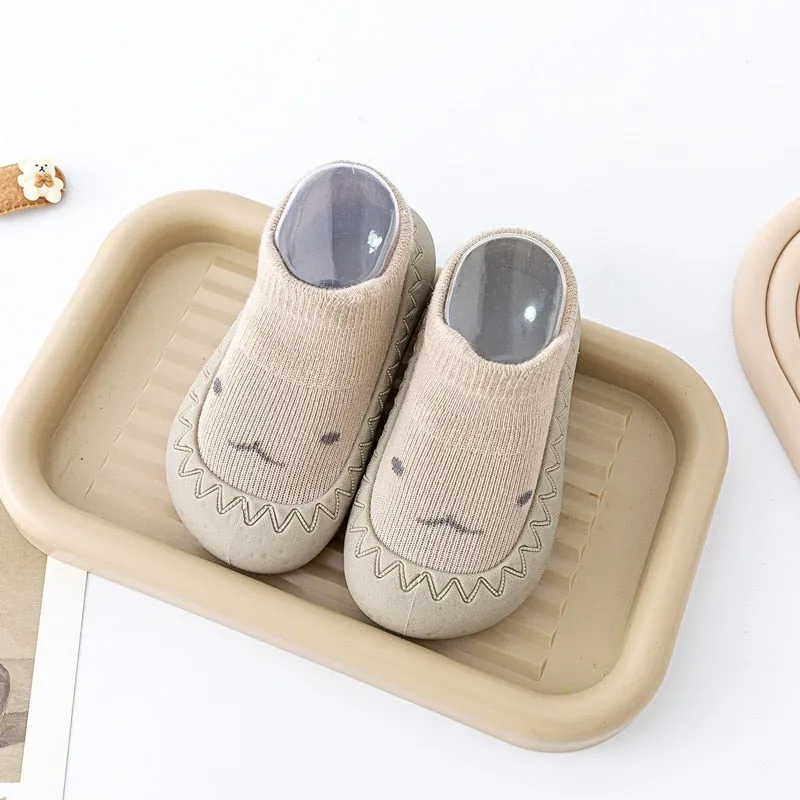 Baby Cartoon Print Soft Rubber Sole Booties