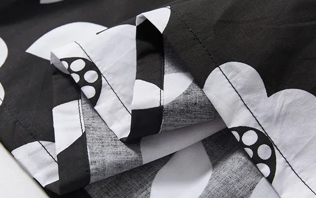 Black & White Floral Ruffle Summer Dress