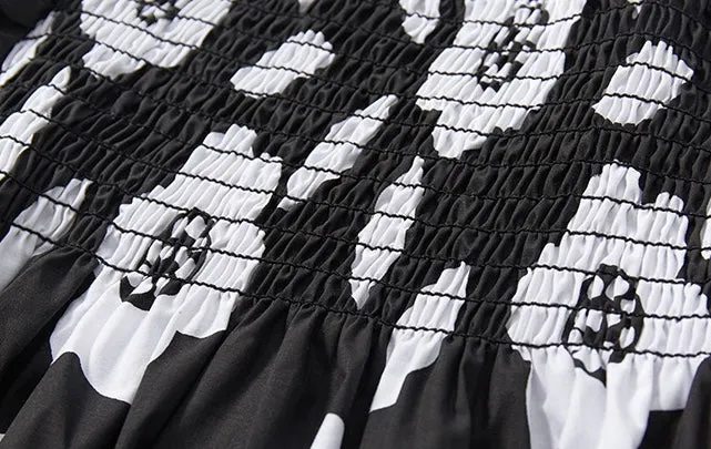 Black & White Floral Ruffle Summer Dress
