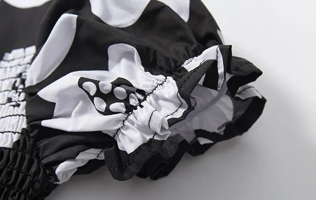 Black & White Floral Ruffle Summer Dress