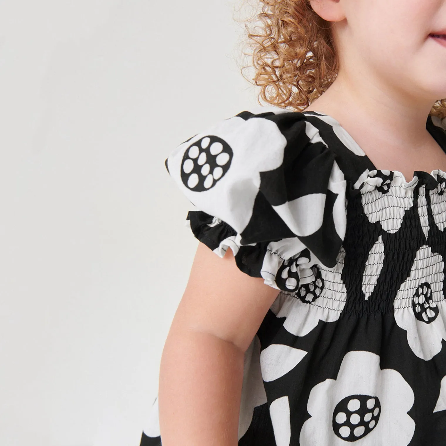 Black & White Floral Ruffle Summer Dress