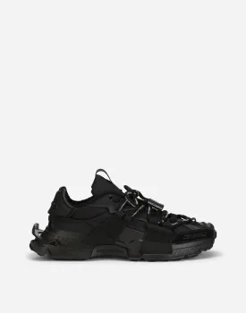 Black Mixed-Materials Space Sneakers
