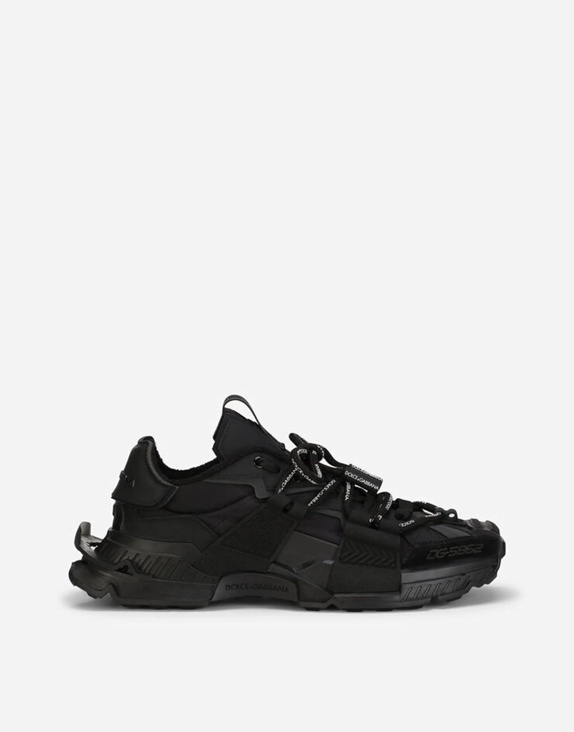 Black Mixed-Materials Space Sneakers