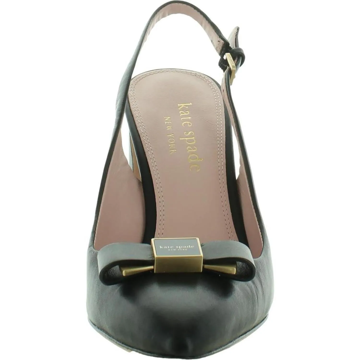 Bowdie Womens Leather Block Heel Slingback Heels