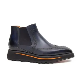 Brogue Thick-Soled Chelsea Boot 2891 Blue