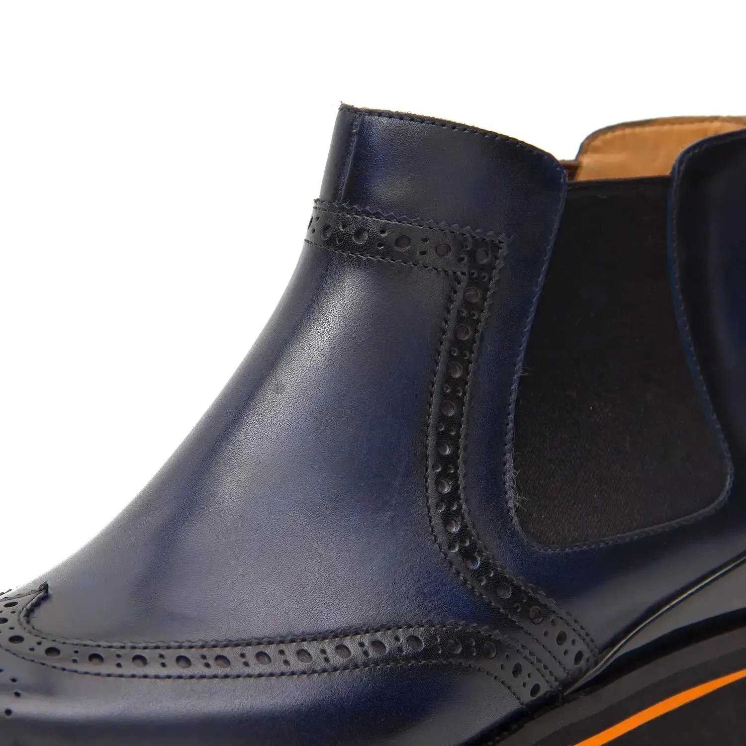 Brogue Thick-Soled Chelsea Boot 2891 Blue