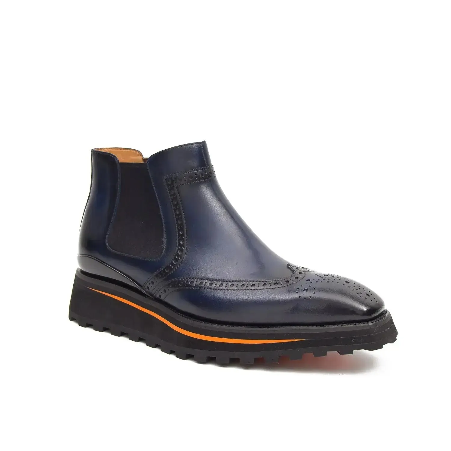 Brogue Thick-Soled Chelsea Boot 2891 Blue