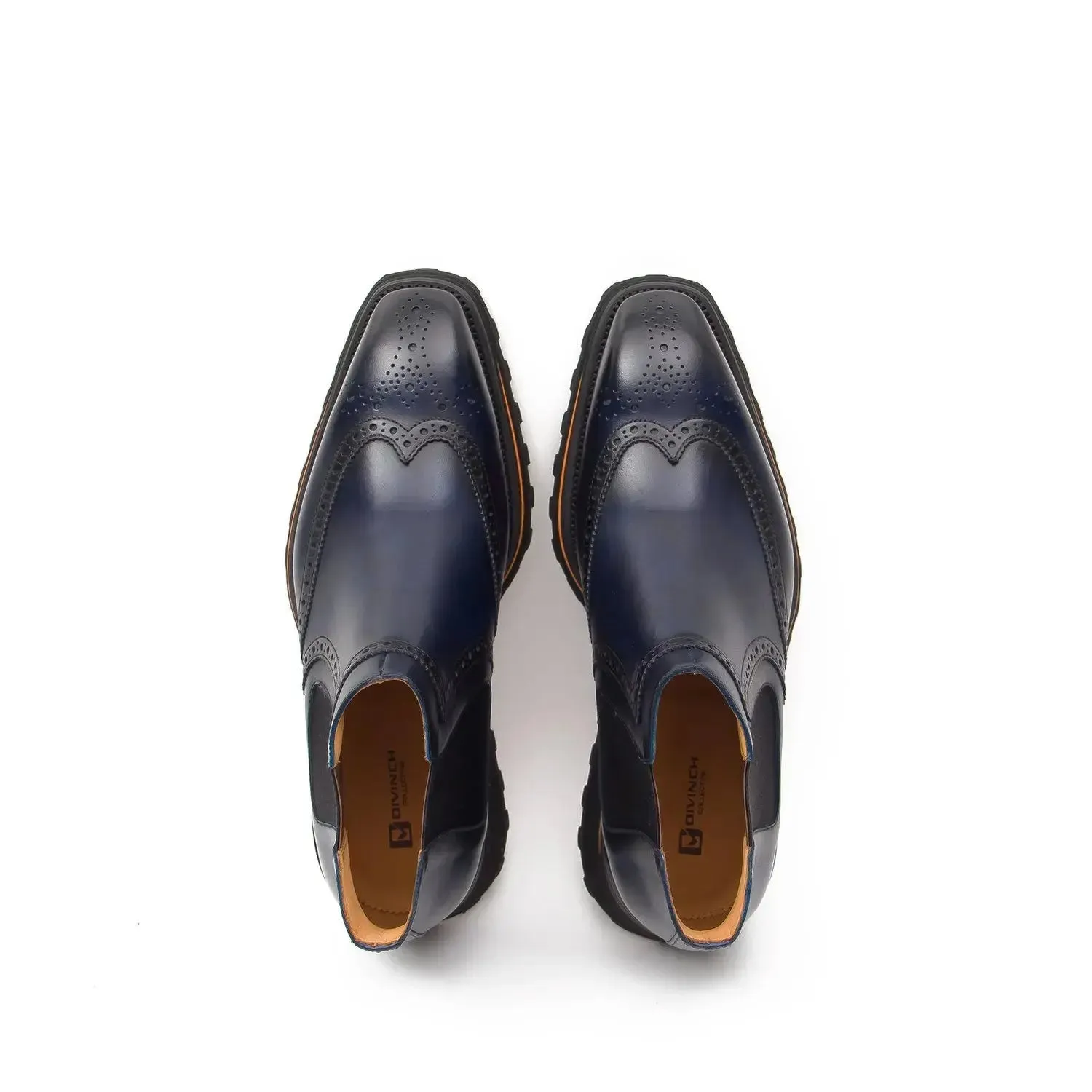 Brogue Thick-Soled Chelsea Boot 2891 Blue