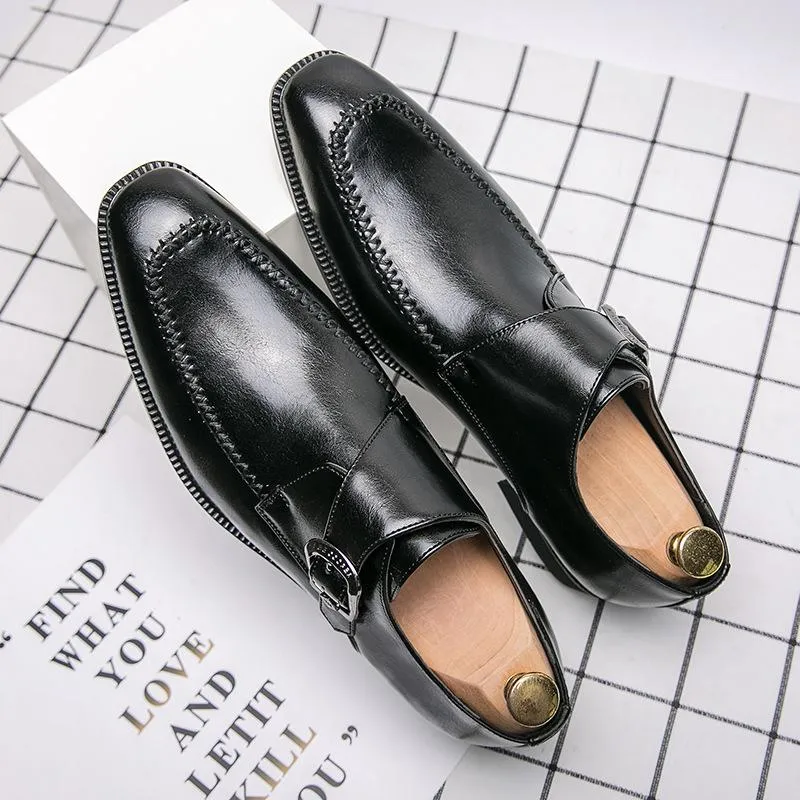 Buckle Trendy Shiny Leather Shoes