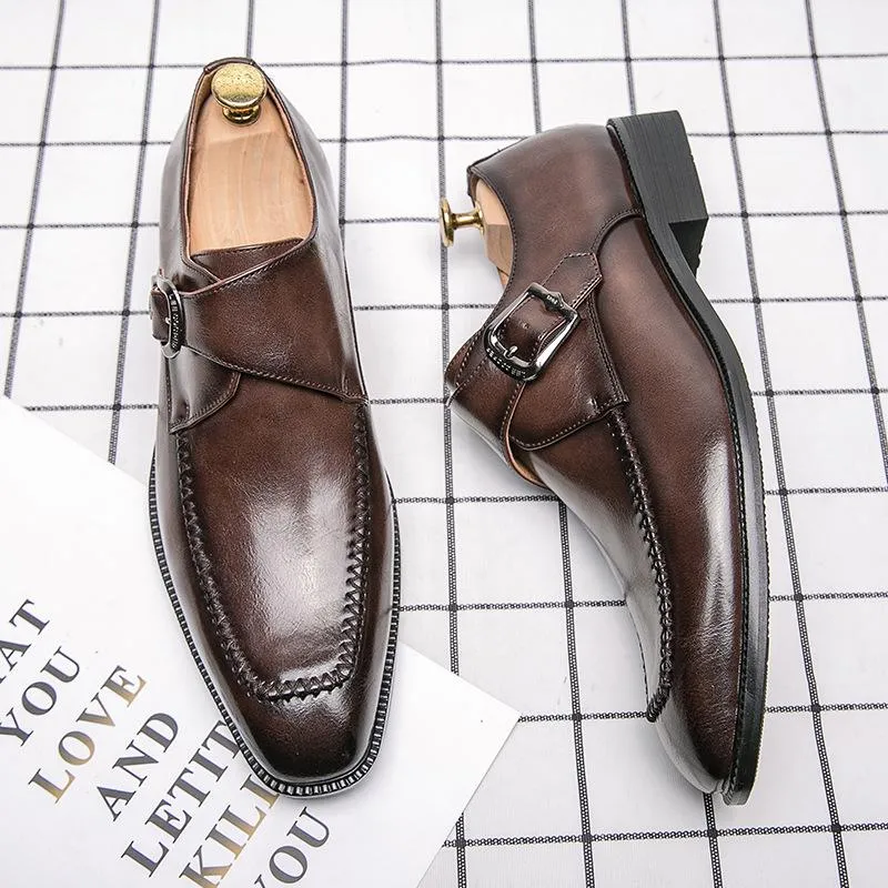 Buckle Trendy Shiny Leather Shoes