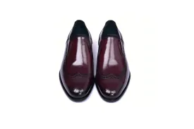 Burgundy Men's Italian Leather Dress Shoes Wingtip Loafer Buffalo C0434-6401 By Corrente