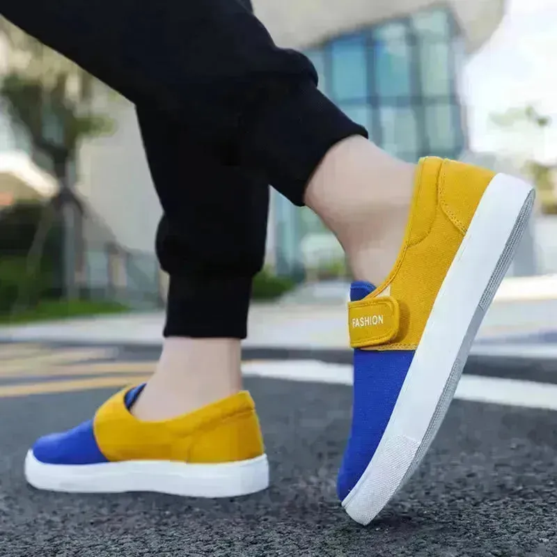 Canvas Flat Shoes Men Velcro Fashion Casual Unisex Sneakers