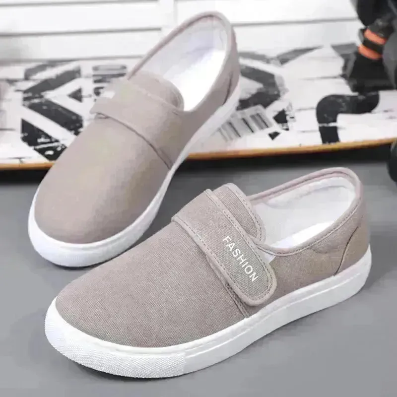 Canvas Flat Shoes Men Velcro Fashion Casual Unisex Sneakers