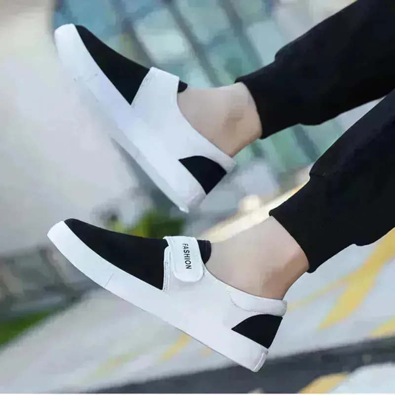 Canvas Flat Shoes Men Velcro Fashion Casual Unisex Sneakers