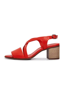 Casual Block Heel Sandals - Red