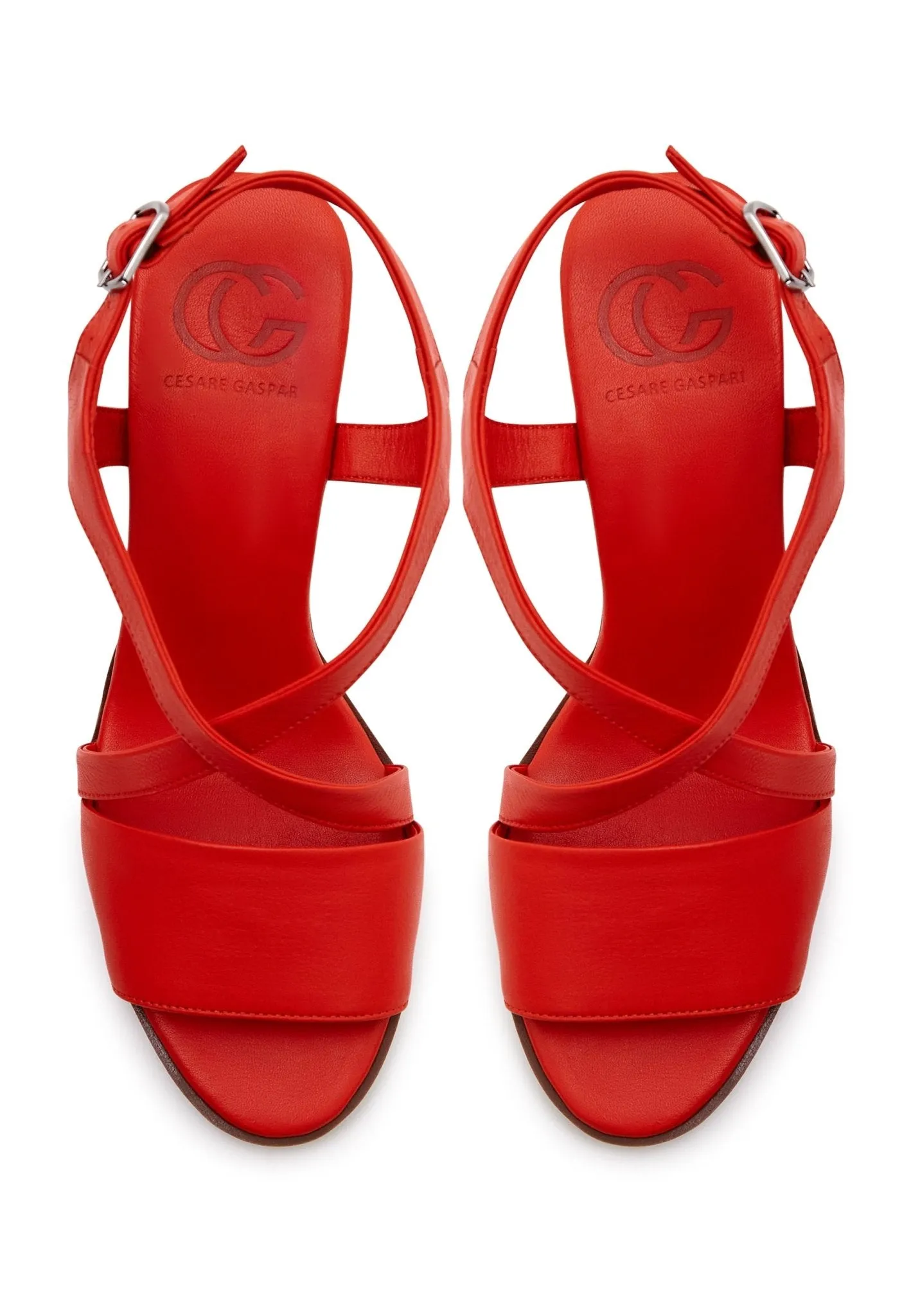Casual Block Heel Sandals - Red