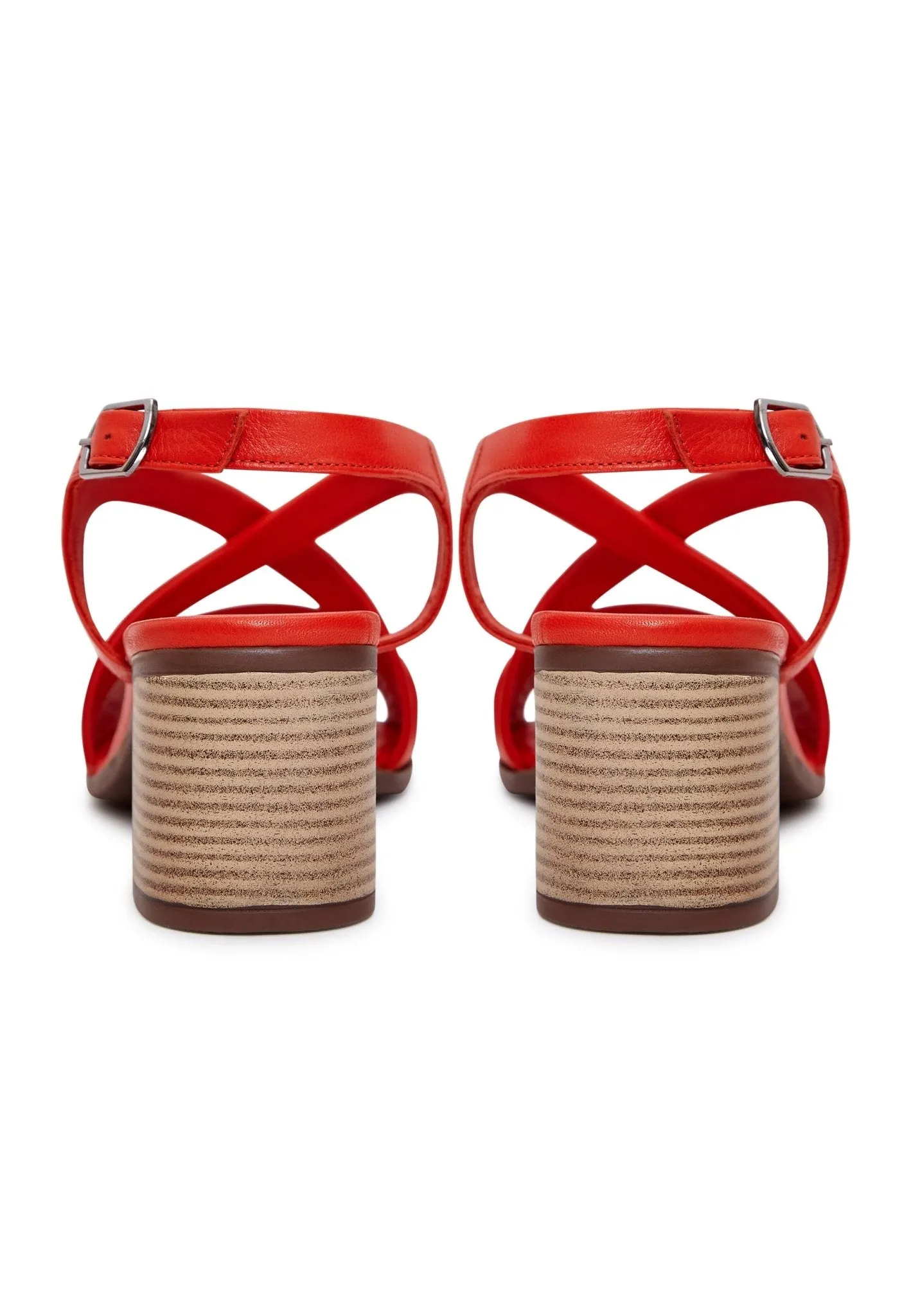 Casual Block Heel Sandals - Red