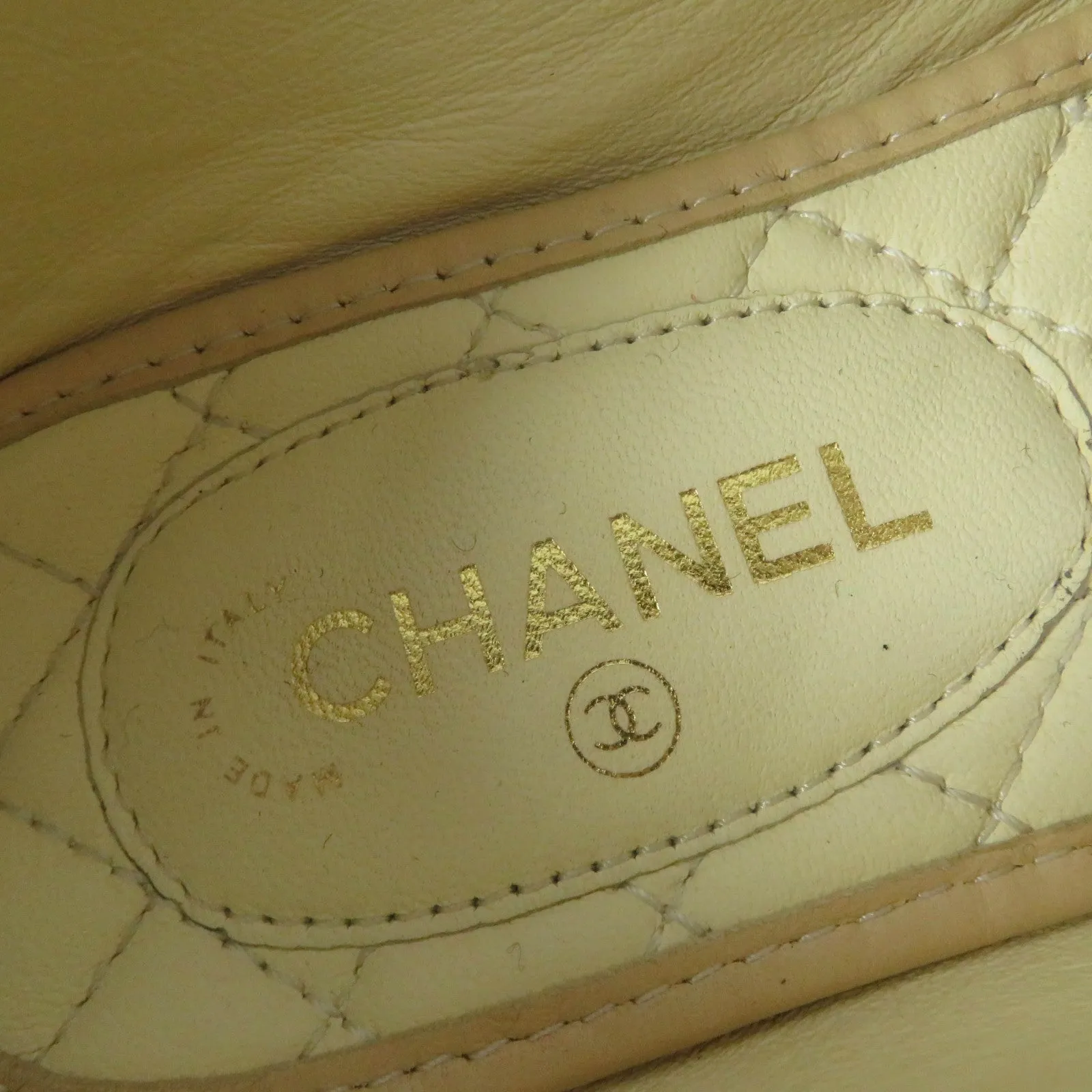 Chanel COCO Mark Leather Shoes Black Beige