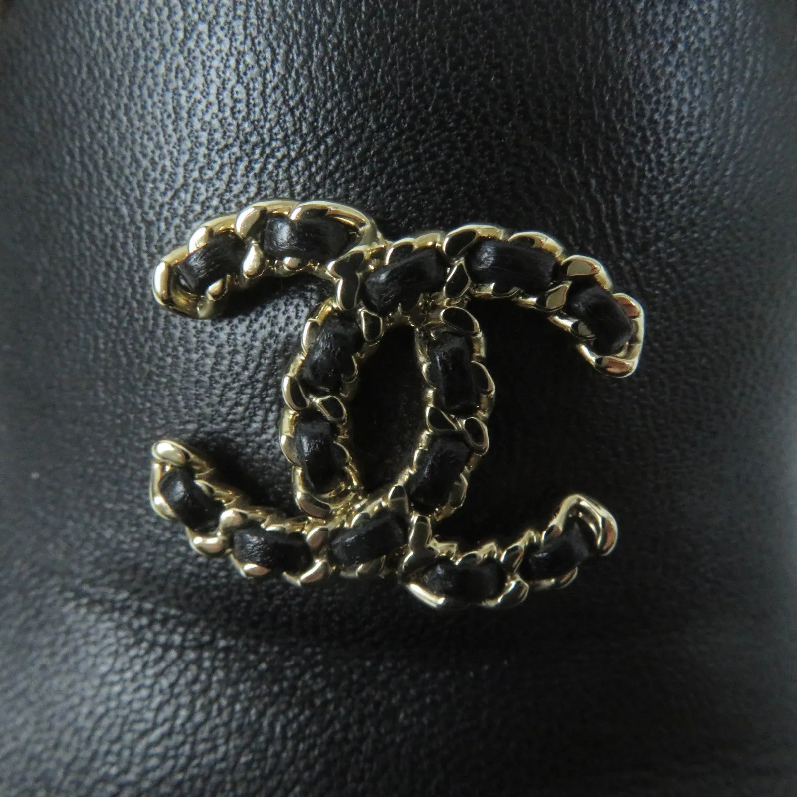 Chanel COCO Mark Leather Shoes Black Beige