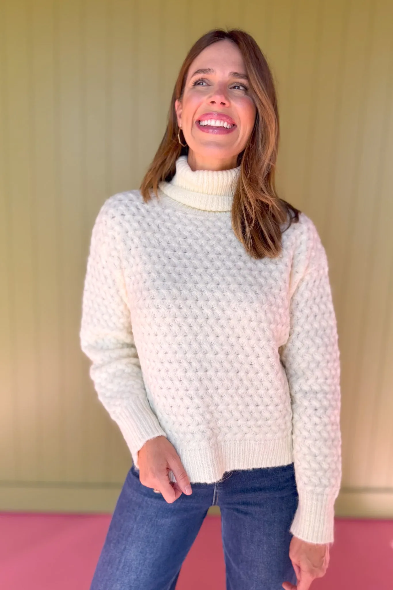 Cream Turtleneck Drop Shoulder Sweater *FINAL SALE*
