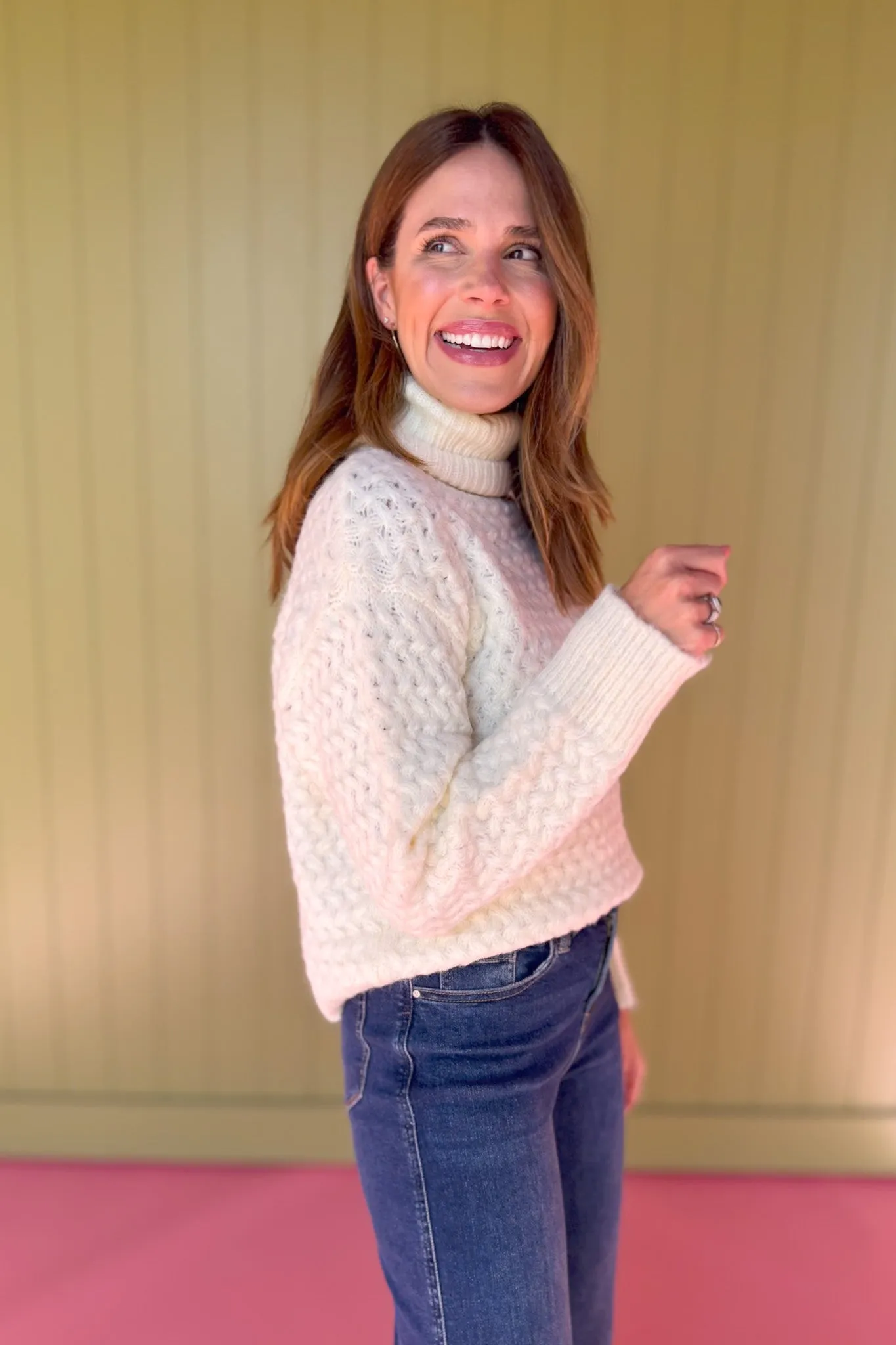 Cream Turtleneck Drop Shoulder Sweater *FINAL SALE*