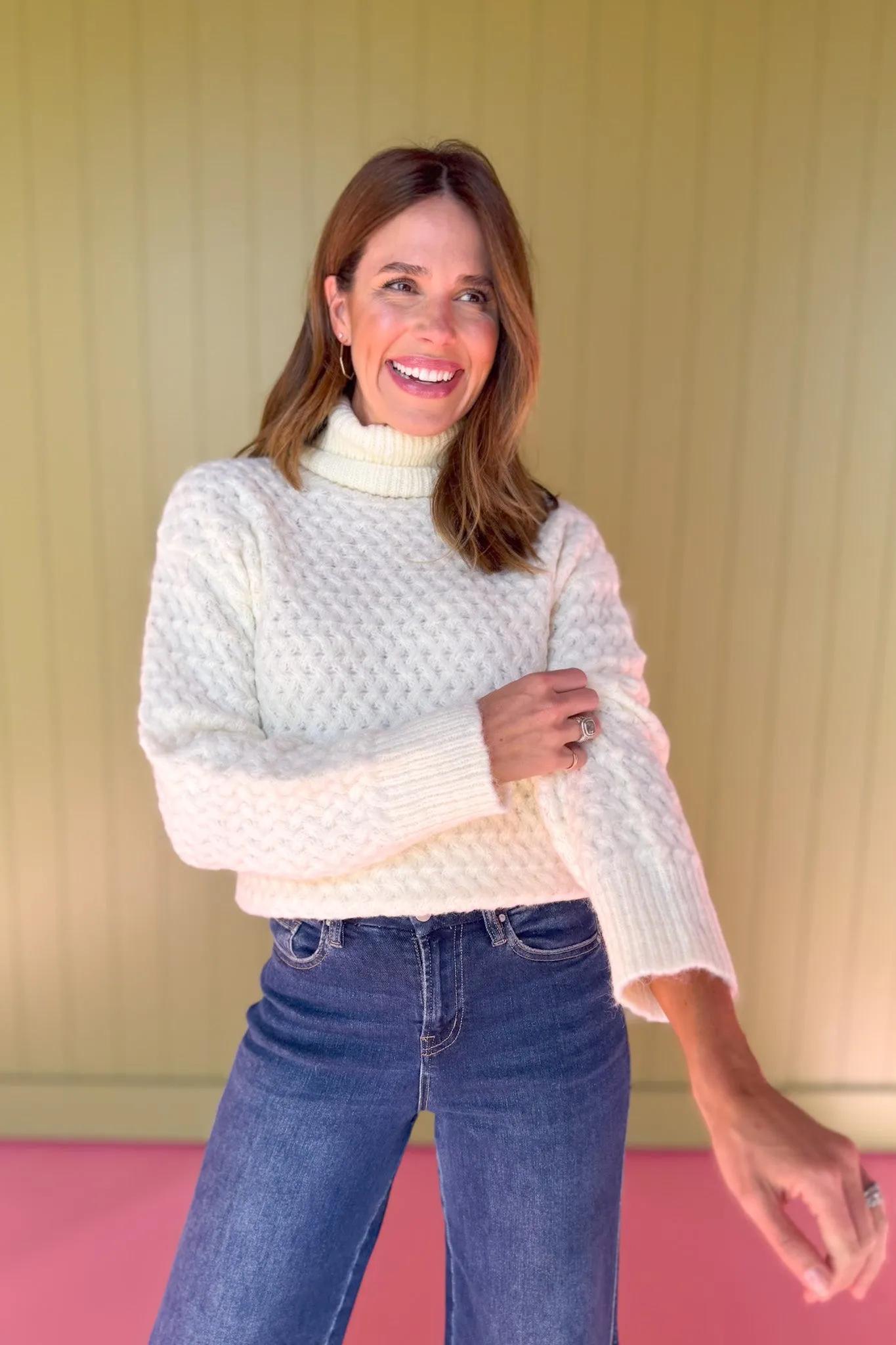 Cream Turtleneck Drop Shoulder Sweater *FINAL SALE*