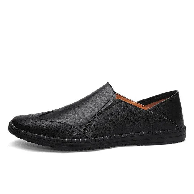 Fashion Driving Shoes Men Bullock Loafers Summer Spring Breathable Carved Leather Casual Shoes Slip on Business Men Shoes