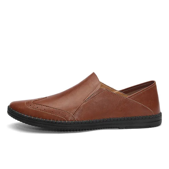 Fashion Driving Shoes Men Bullock Loafers Summer Spring Breathable Carved Leather Casual Shoes Slip on Business Men Shoes