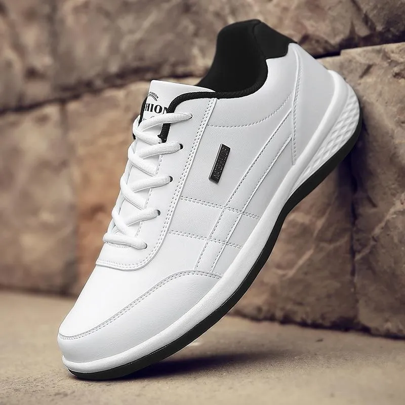 Fashion Sneakers Casual Shoes Breathable Lace up Mens Casual Spring Leather Walking travel flats new
