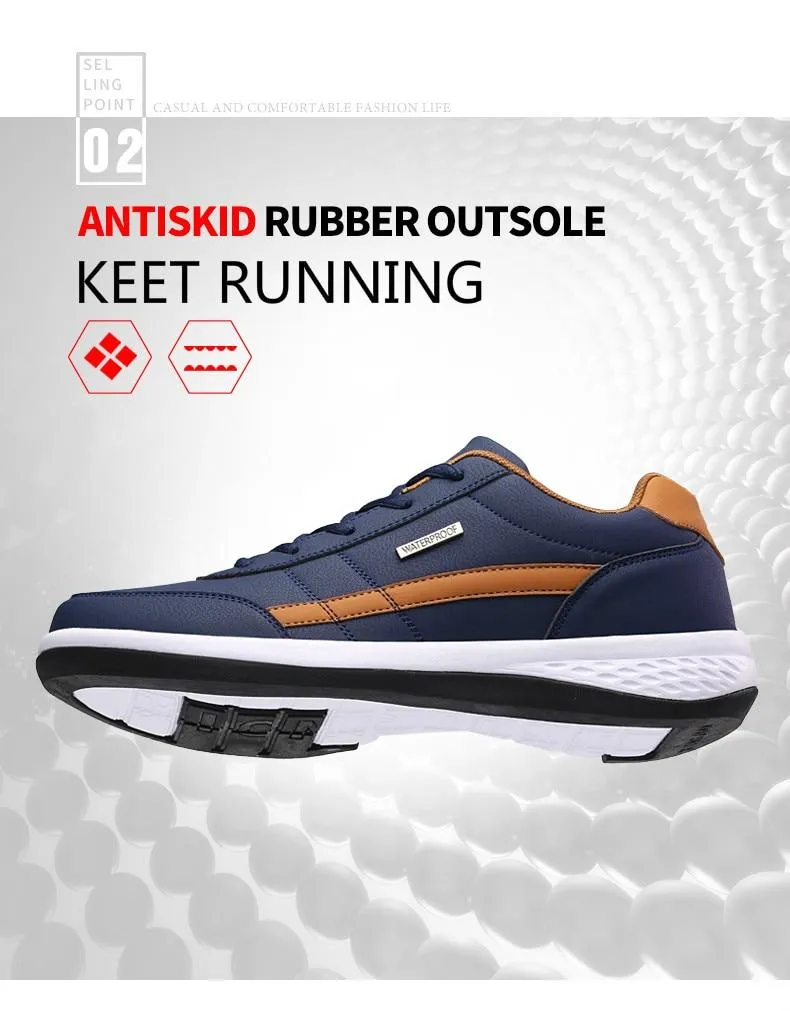 Fashion Sneakers Casual Shoes Breathable Lace up Mens Casual Spring Leather Walking travel flats new