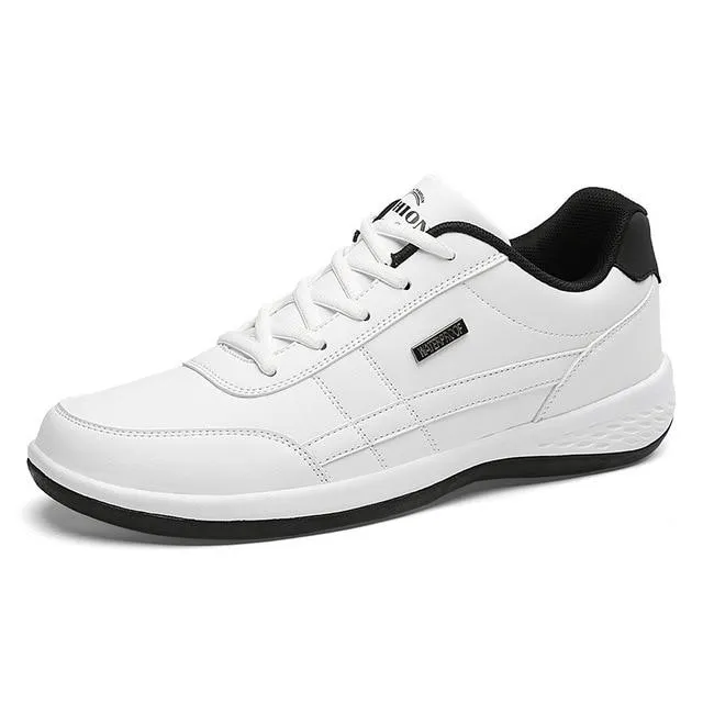 Fashion Sneakers Casual Shoes Breathable Lace up Mens Casual Spring Leather Walking travel flats new