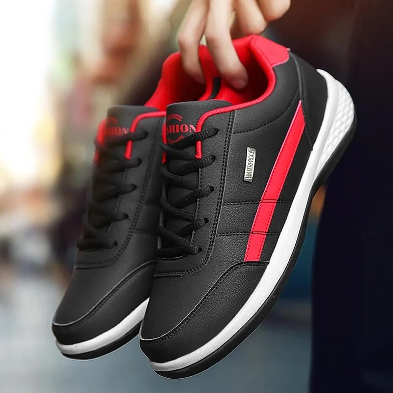 Fashion Sneakers Casual Shoes Breathable Lace up Mens Casual Spring Leather Walking travel flats new