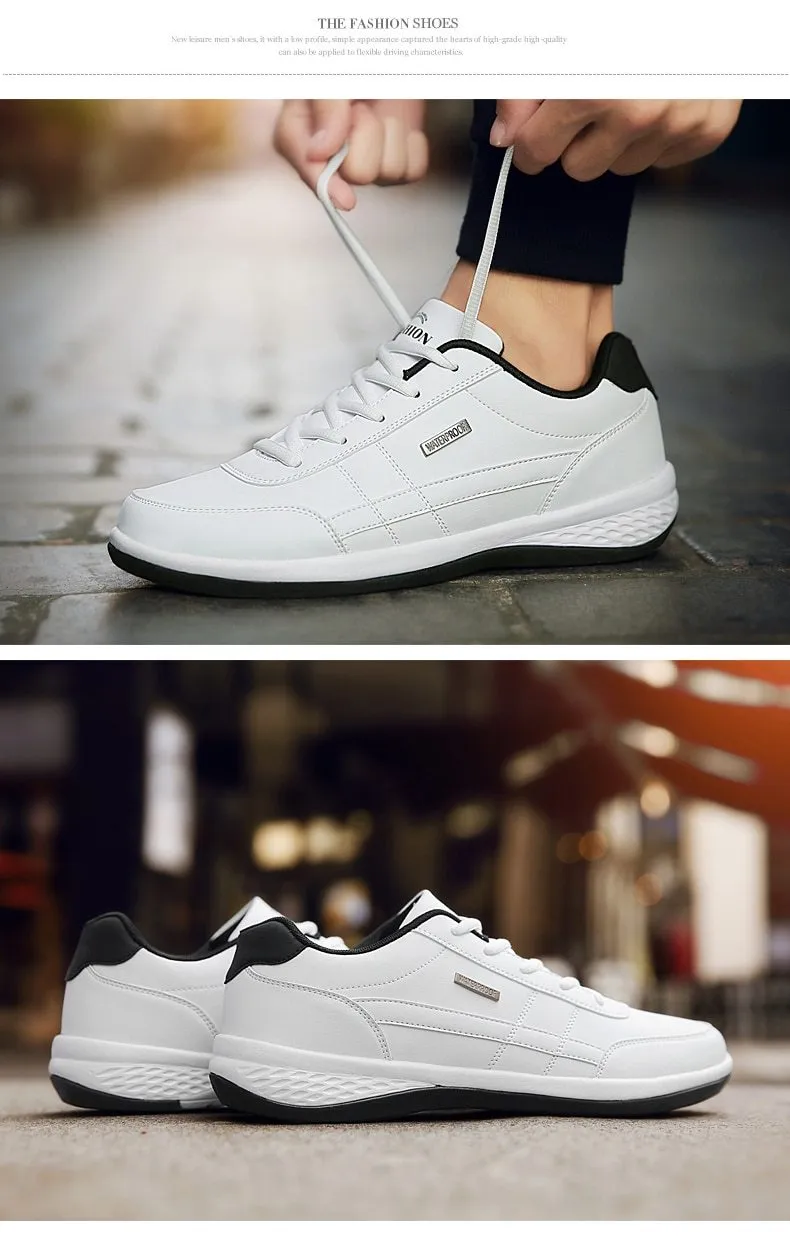 Fashion Sneakers Casual Shoes Breathable Lace up Mens Casual Spring Leather Walking travel flats new