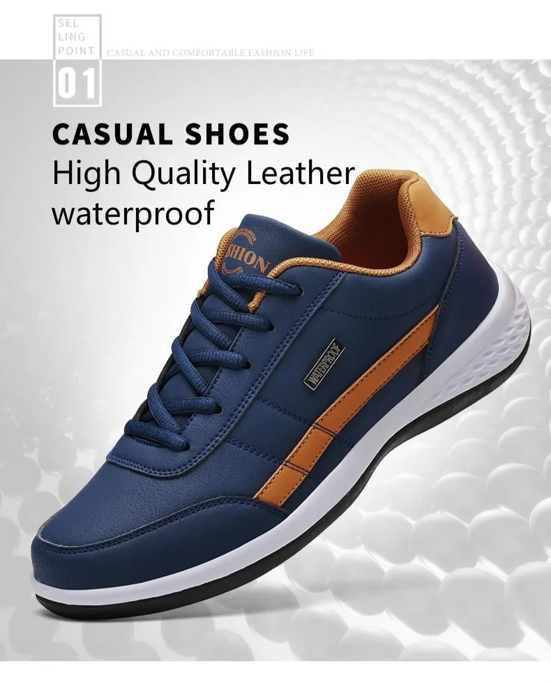 Fashion Sneakers Casual Shoes Breathable Lace up Mens Casual Spring Leather Walking travel flats new